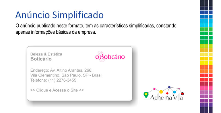 imagens exemplificado de um anúncio simplificado, com os dados básicos da empresa